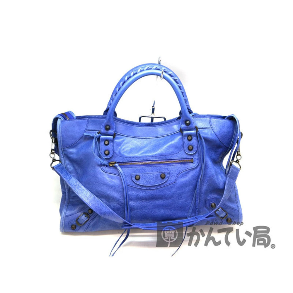BALENCIAGA The City Handbag Leather Blue